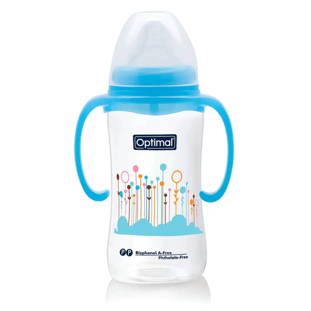 [05020114-Blue] Wide Neck Feeding Bottle With Handle 300ml (Blue)
