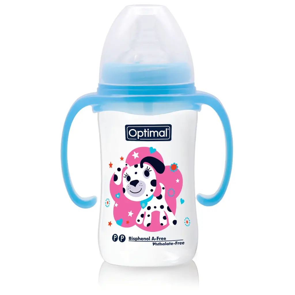 [05020116-Blue] Wide Neck Feeding Bottle With Handle 240ml (Blue)