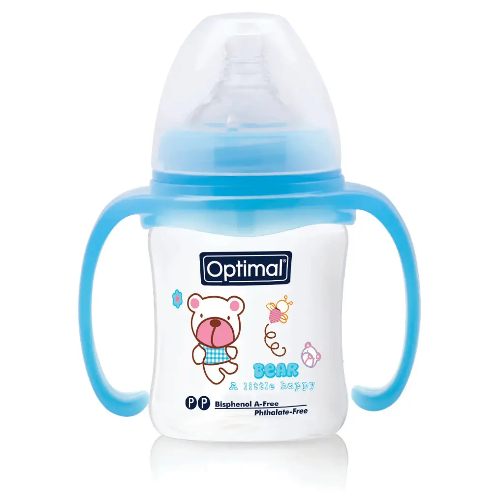 [05020118-Blue] Wide Neck Feeding Bottle With Handle 180ml (Blue)