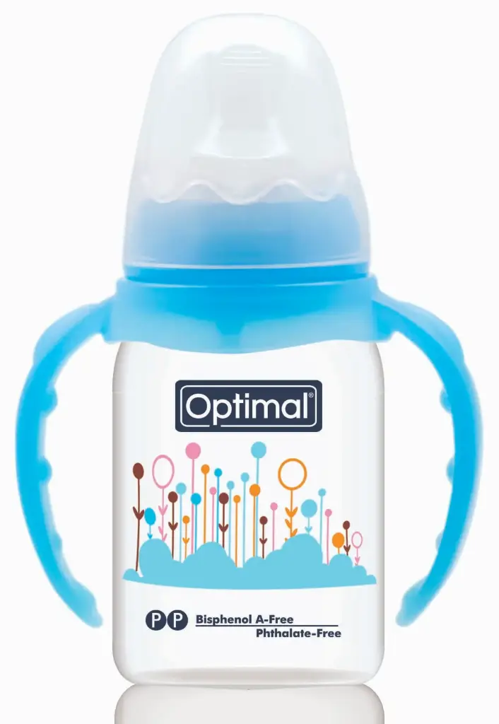 [05020136-blue] Narrow Neck Orthodontic Feeding Bottle With Handle 140ml (Blue)
