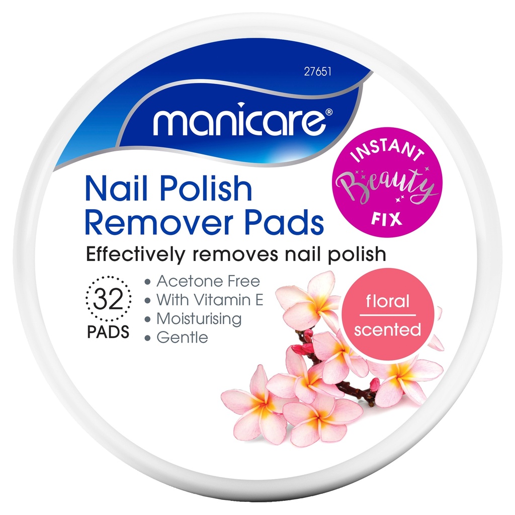 [27651] Manicare Nail Polish Remover Pads Floral 32 pack