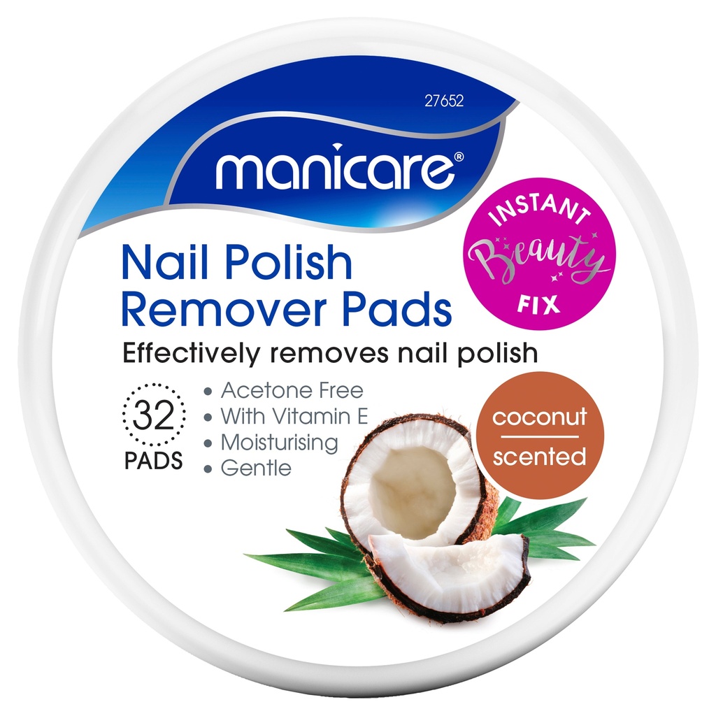 [27652] Manicare Nail Polish Remover Pads Coconut 32 pads